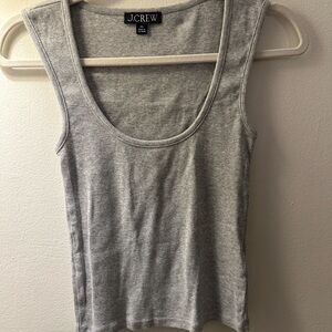 J. Crew Gray “Cropped fine rib scoopneck tank” Top